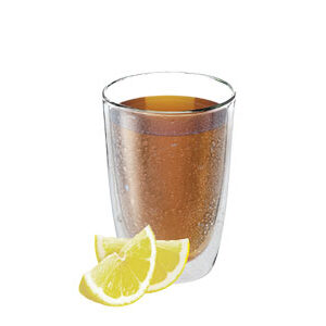 Bebida refrescante de extracto de té con zumo de limón sin gas.